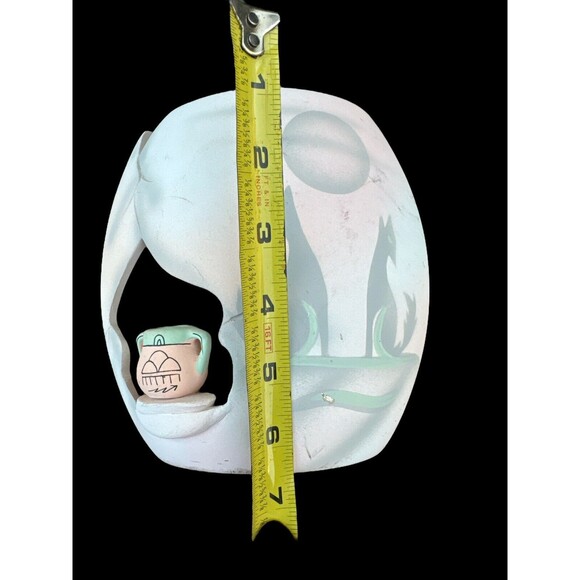 Vintage Artist Signed Southwest Candle Vase Handcrafted Pottery Wolf - Picture 7 of 9